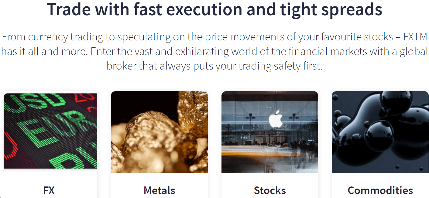 FXTM trading instruments available for traders
