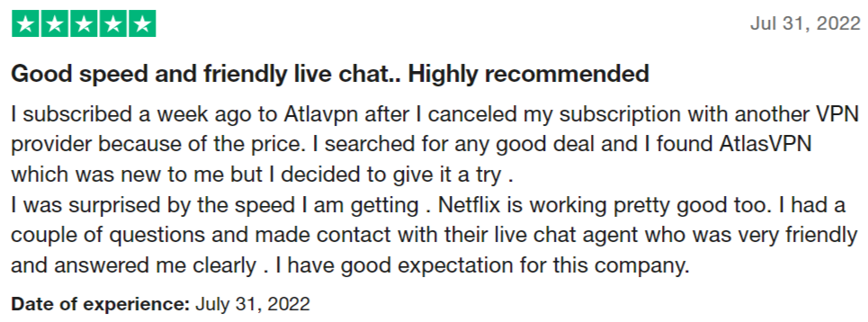 atlasVPN speed